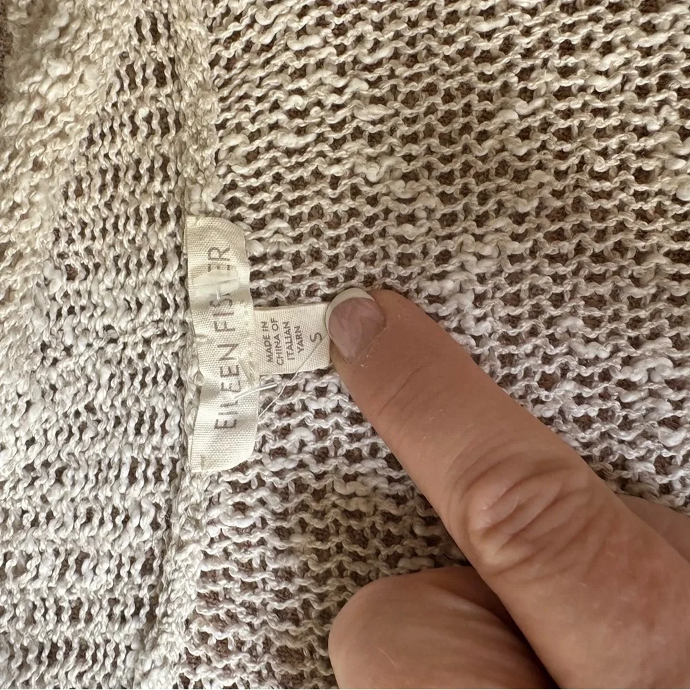Eileen Fisher Beige Open-Front Cardigan